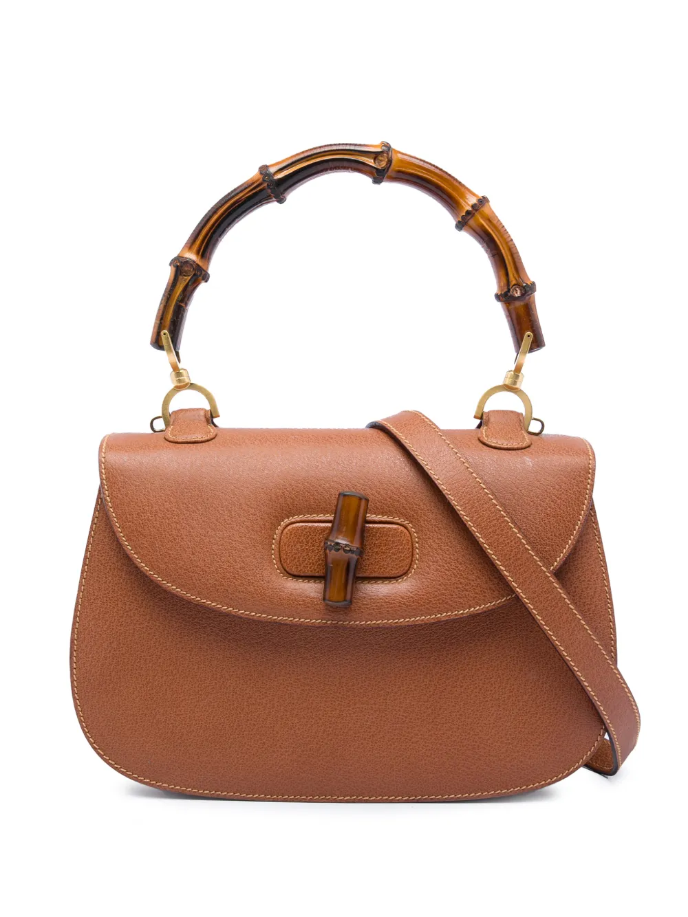 Gucci Pre-Owned 2000-2015 Small Calfskin Bamboo Top Handle Bag satchel - Braun