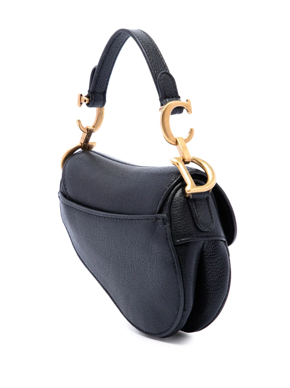 Dior Pre-owned 2021 Micro Goatskin Saddle Bag Satchel in Black, view 3