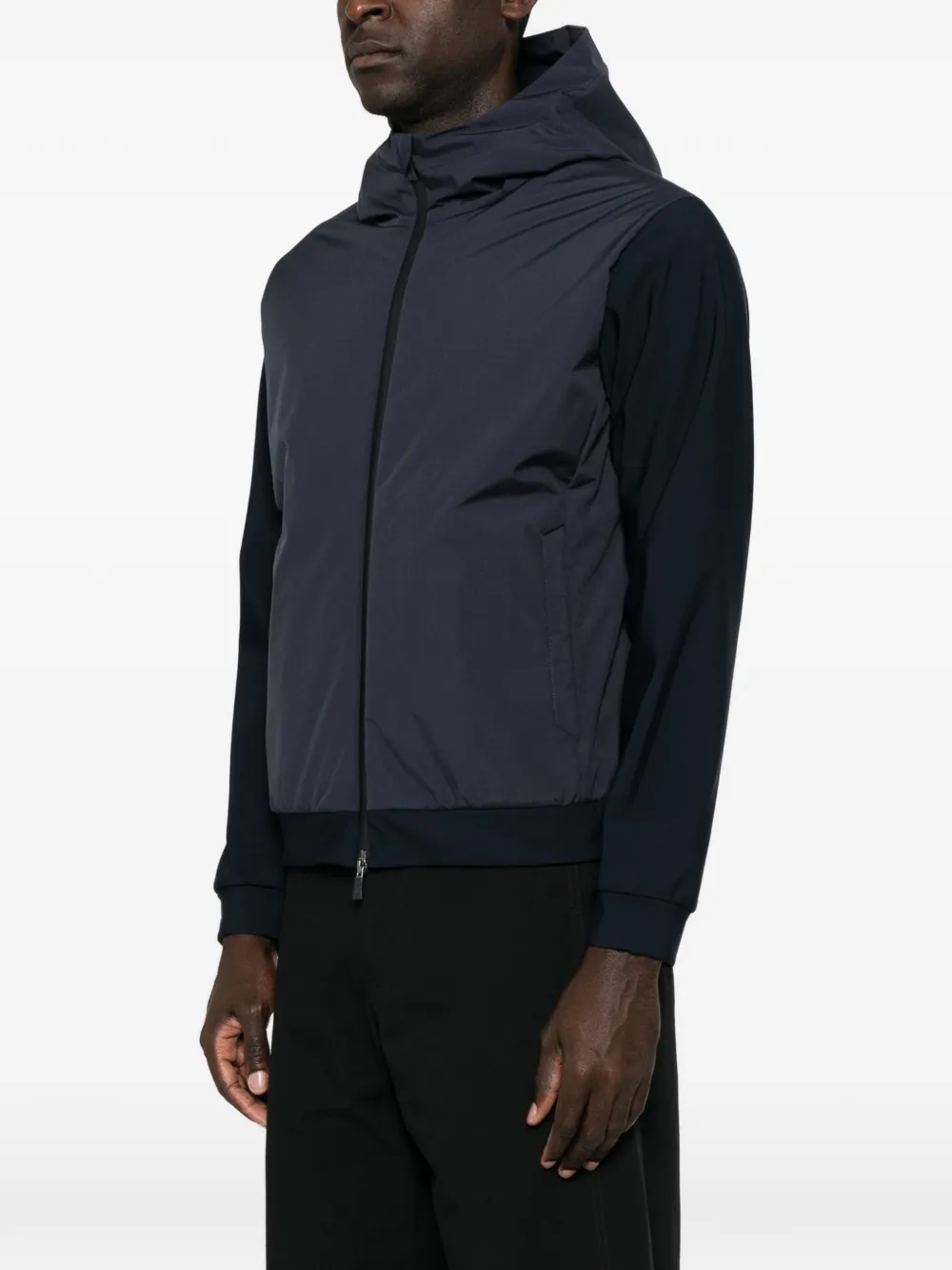 Herno Jack met capuchon en vlakken Blauw