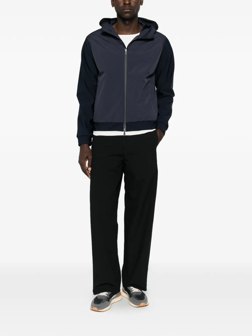 Herno Jack met capuchon en vlakken Blauw