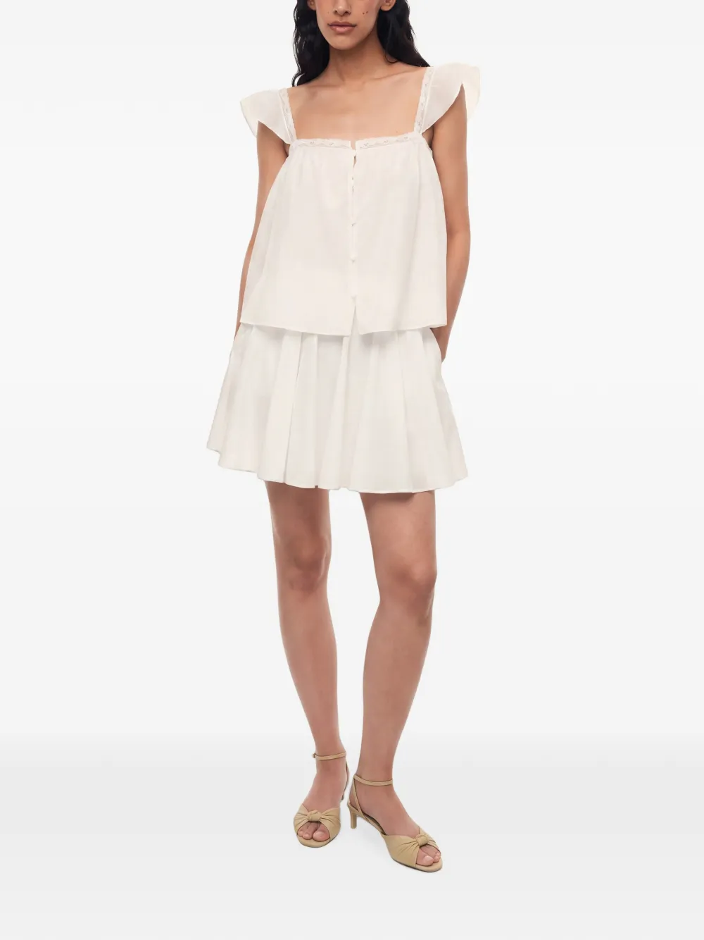 12 STOREEZ Orchard gesmockte mini-rok Wit