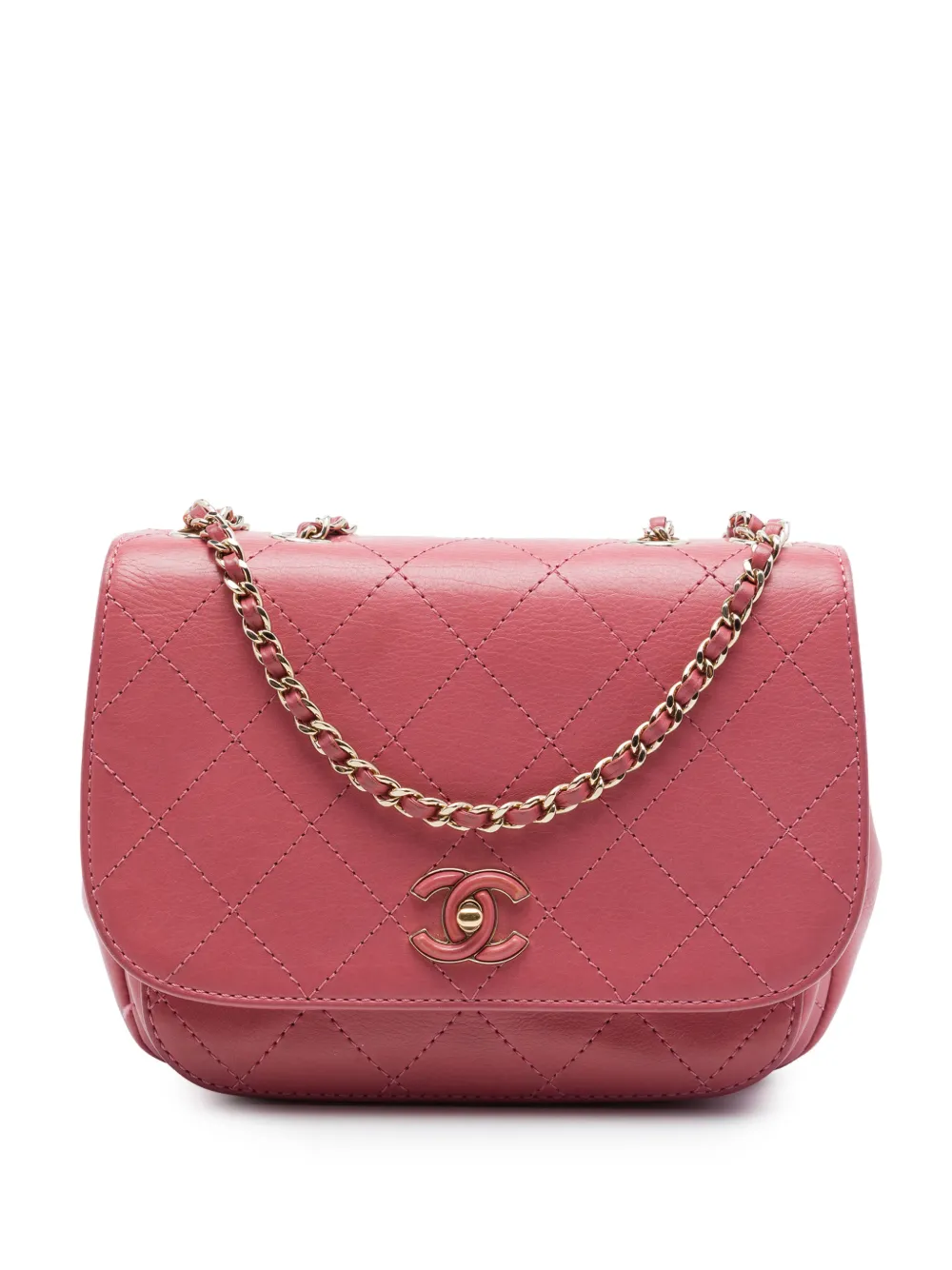 CHANEL Pre-Owned 2019 Small Stitched Calfskin Covered CC Flap crossbody bag - Rosa