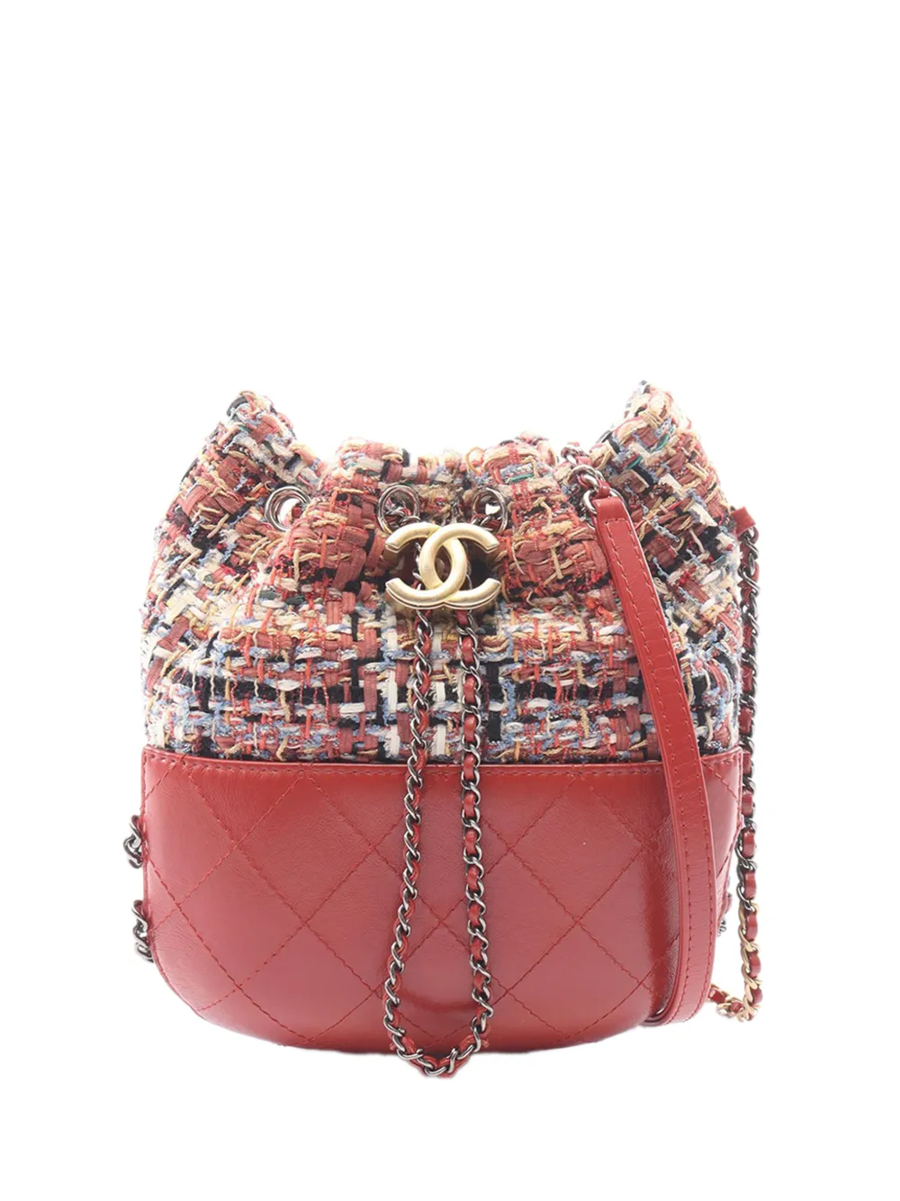 CHANEL Pre-Owned 2018 Tweed Gabrielle Drawstring crossbody bag - Rosso