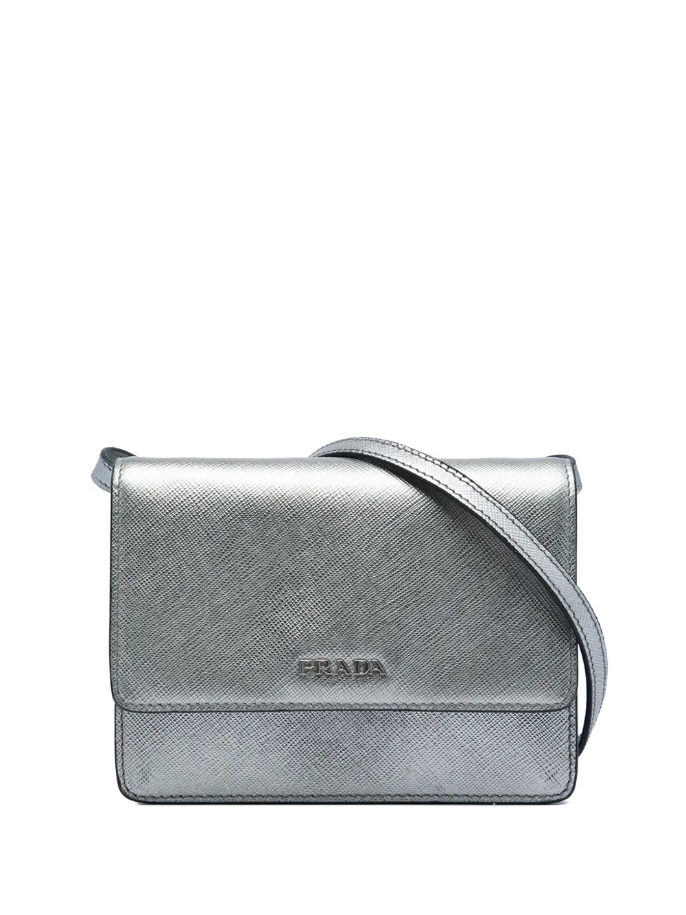Prada Pre-Owned 2010-2015 Saffiano Wallet on Strap crossbody bag - Silber