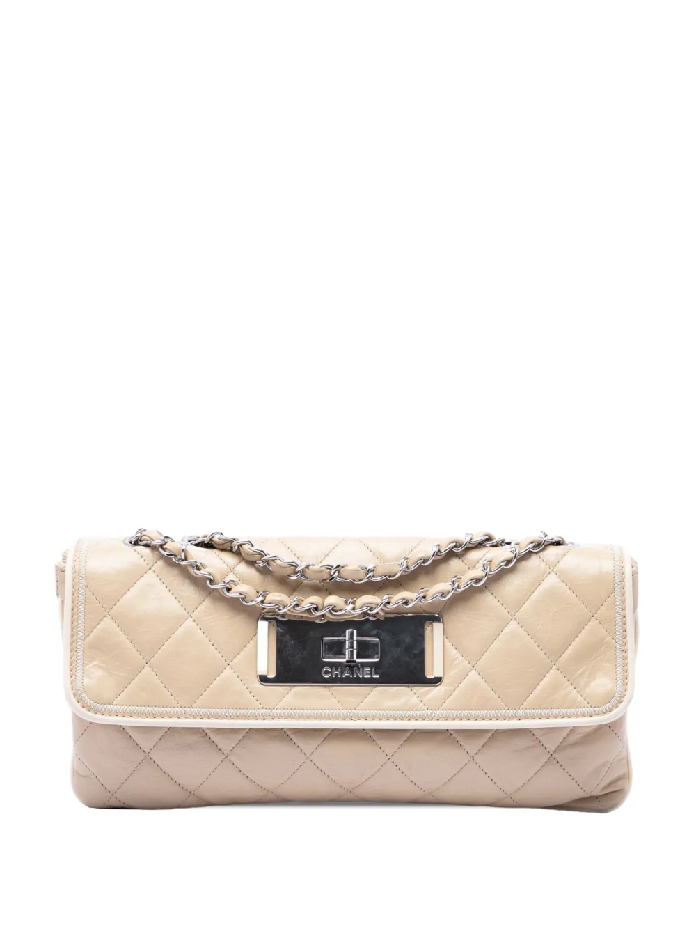 CHANEL Pre-Owned 2008-2009 Quilted Lambskin East West Mademoiselle Flap shoulder bag - Nude