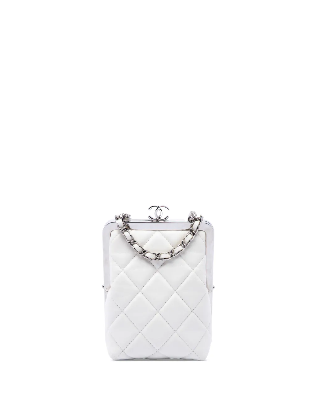 CHANEL Pre-Owned 2021 CC Quilted Acrylic and Lambskin Evening Clutch With Chain crossbody bag - Bianco