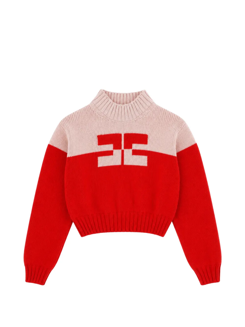Elisabetta Franchi La Mia Bambina logo-intarsia turtleneck sweater - Rosso
