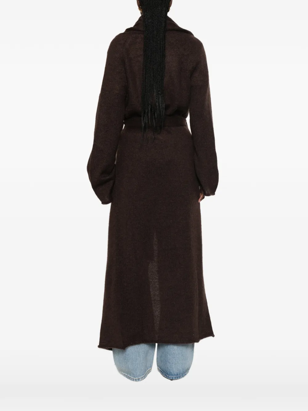 THE ANDAMANE Vest met sjaalkraag en ceintuur Bruin