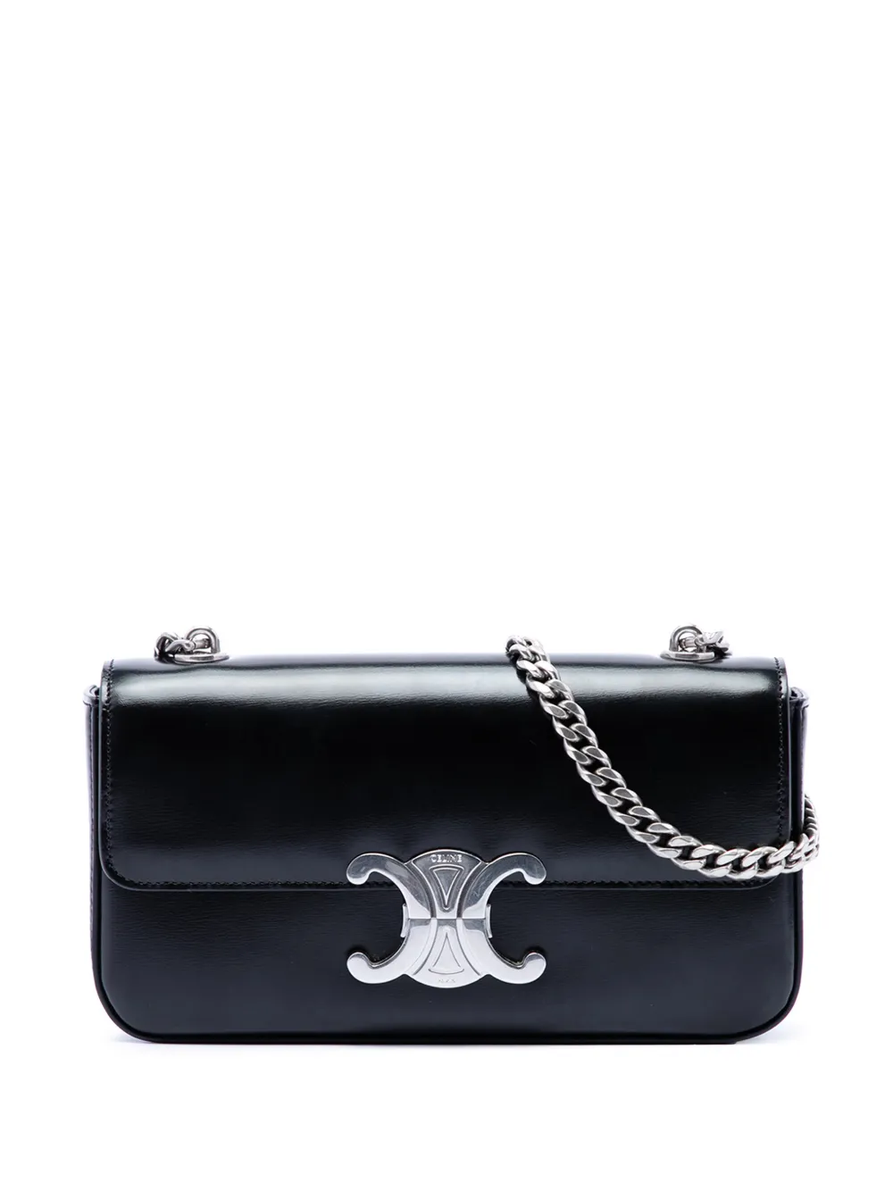 Celine Pre-Owned 2023 Shiny Calfskin Triomphe Claude shoulder bag - Nero