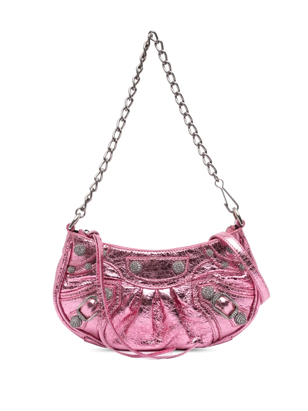 Balenciaga Pre-Owned 2022 Mini Metallic Lambskin Motocross Le Cagole satchel - Rosa