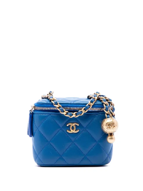 CHANEL Pre-Owned 2021-2026 Mini Quilted Lambskin Pearl Crush Vanity Case With Chain crossbody bag