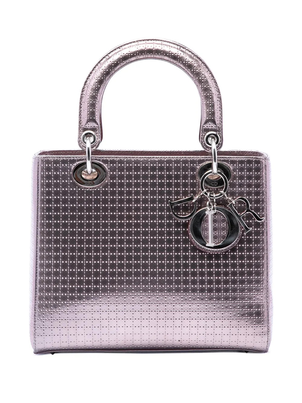 Christian Dior Pre-Owned 2016 Medium Metallic Patent Microcannage Lady Dior satchel - Violett