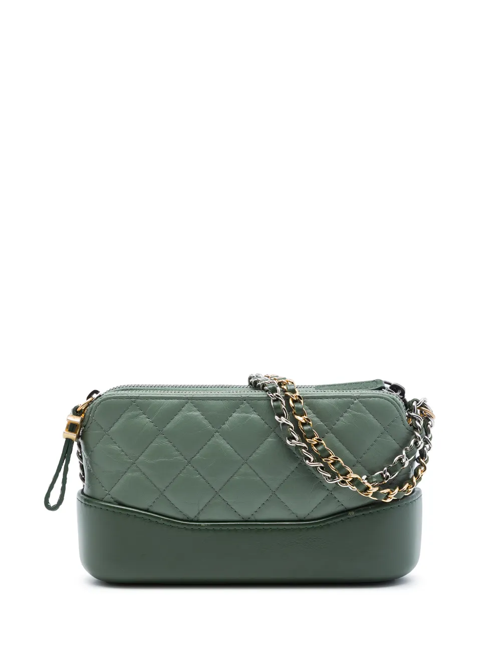 CHANEL Pre-Owned 2018 Aged Calfskin Gabrielle Double Zip Clutch with Chain crossbody bag - Verde