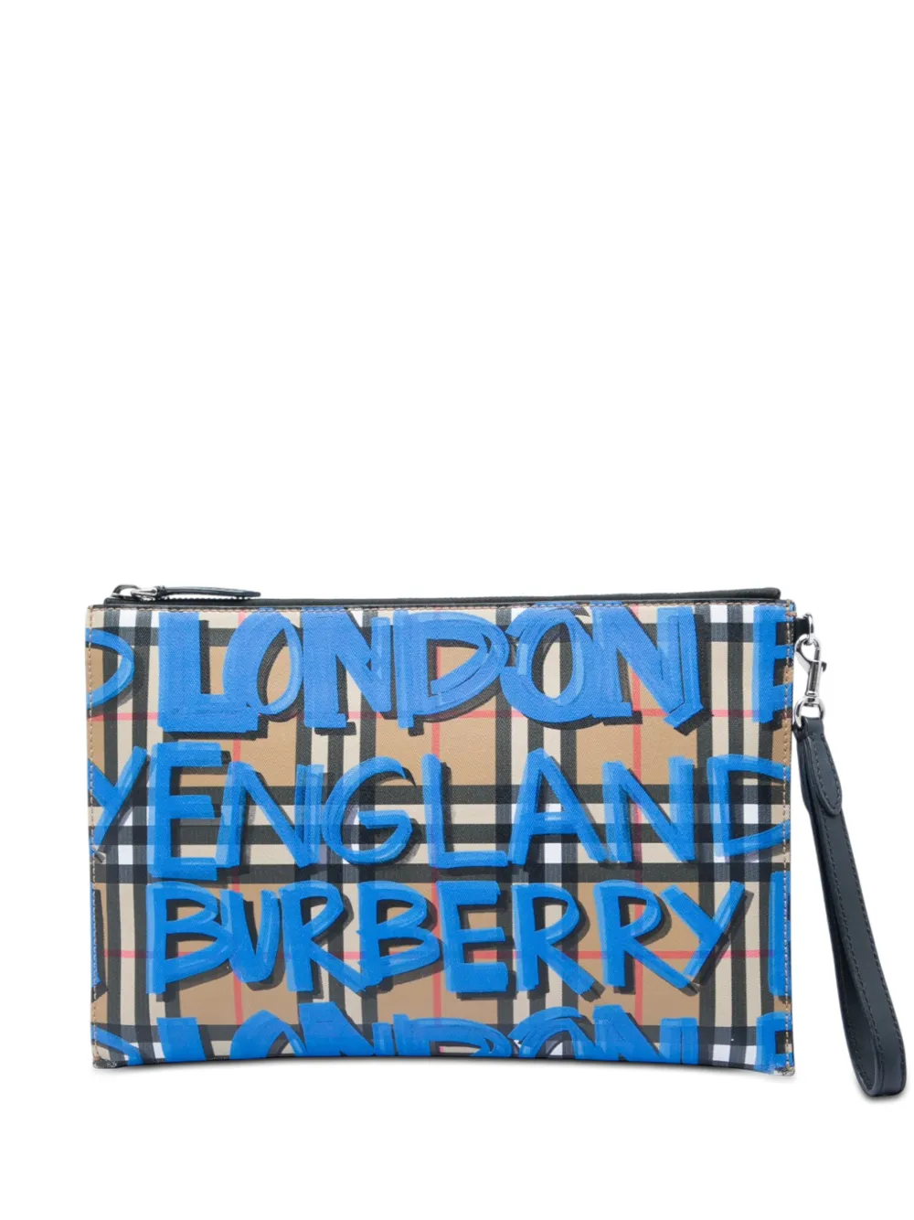 Burberry Pre-Owned 2000-2017 House Check Canvas Graffiti Zip Pouch clutch bag - Toni neutri