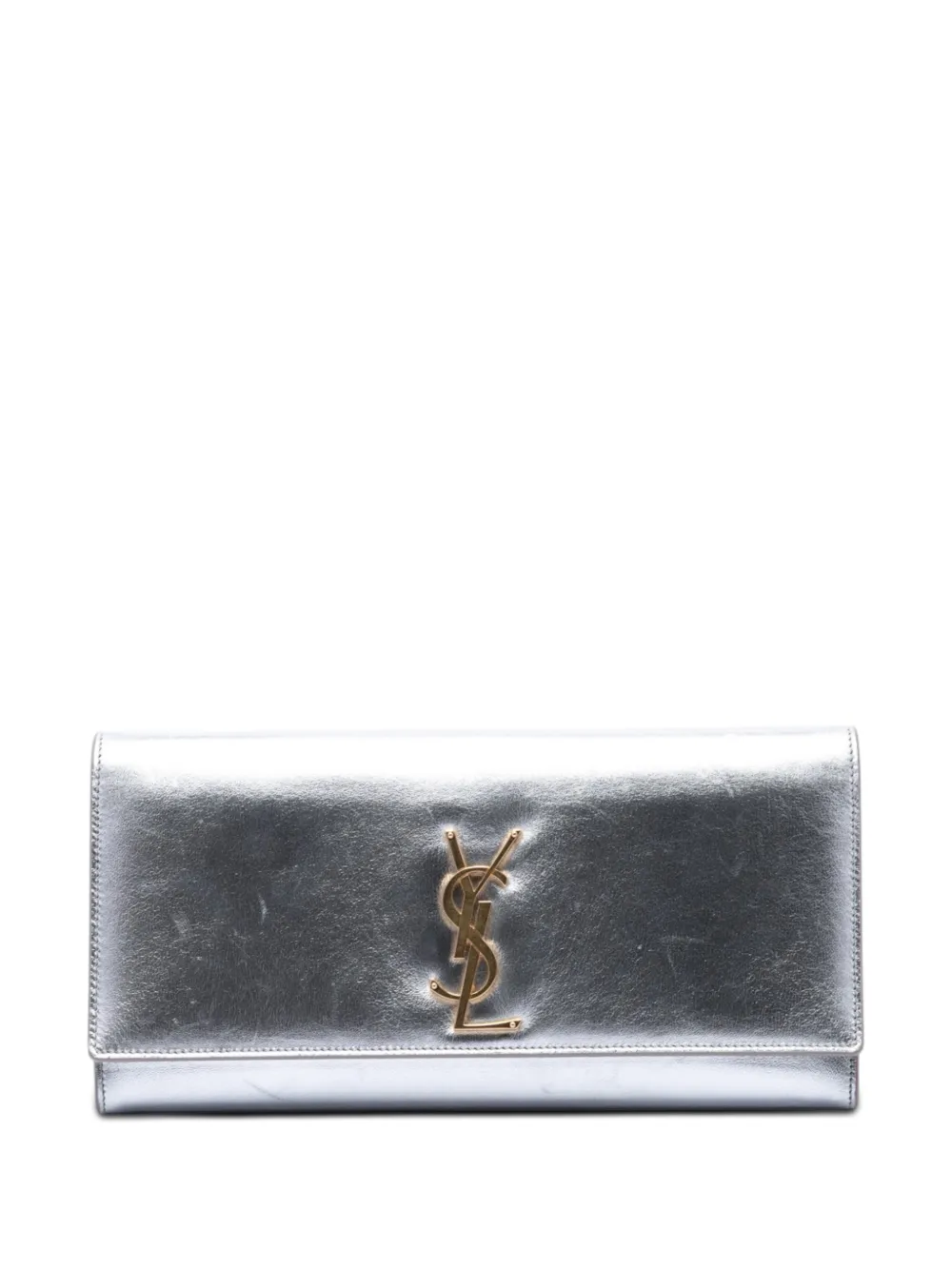 Saint Laurent Pre-Owned 2014 Smooth Metallic Calfskin Monogram Cassandre clutch bag - Silber