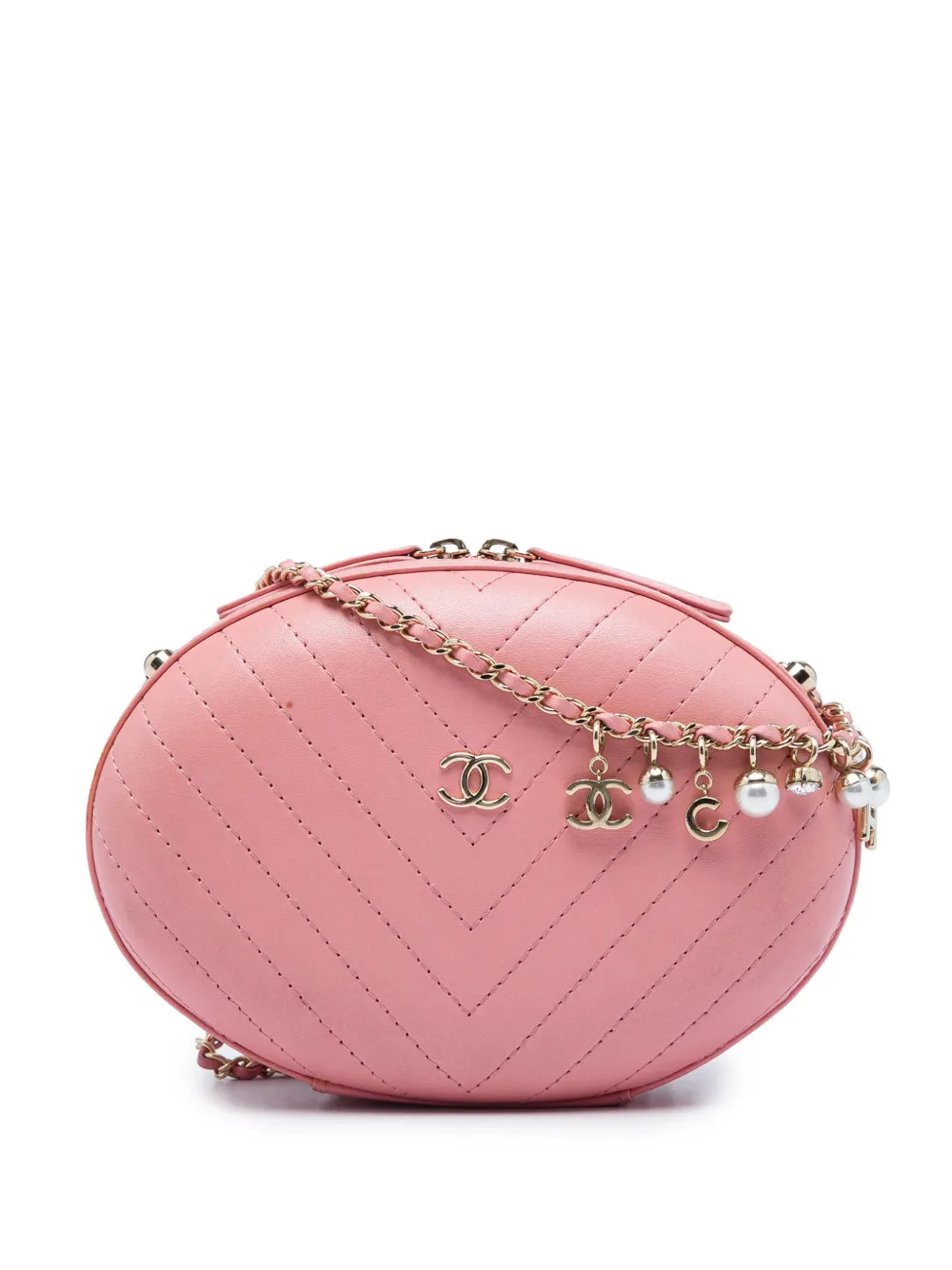 CHANEL Pre-Owned 2019 Chevron Stitched Calfskin La Pausa Evening Bag crossbody bag - Rosa