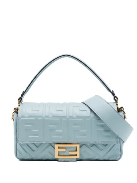 Fendi Pre-Owned 2010-2026 Zucca Embossed Leather Baguette satchel