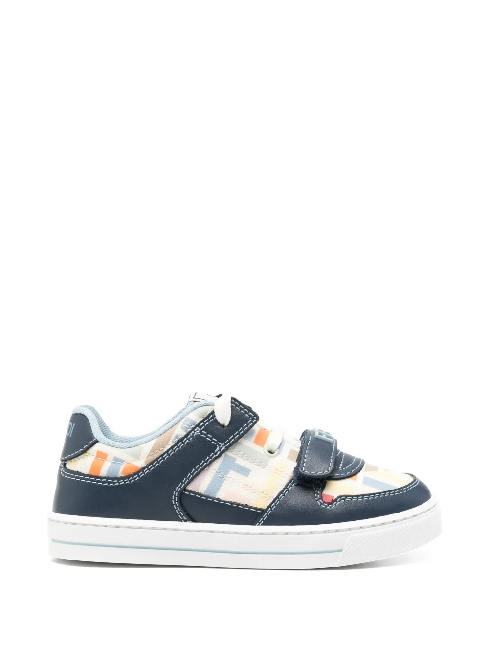 Fendi Kids monogram-pattern touch-strap sneakers - Blu