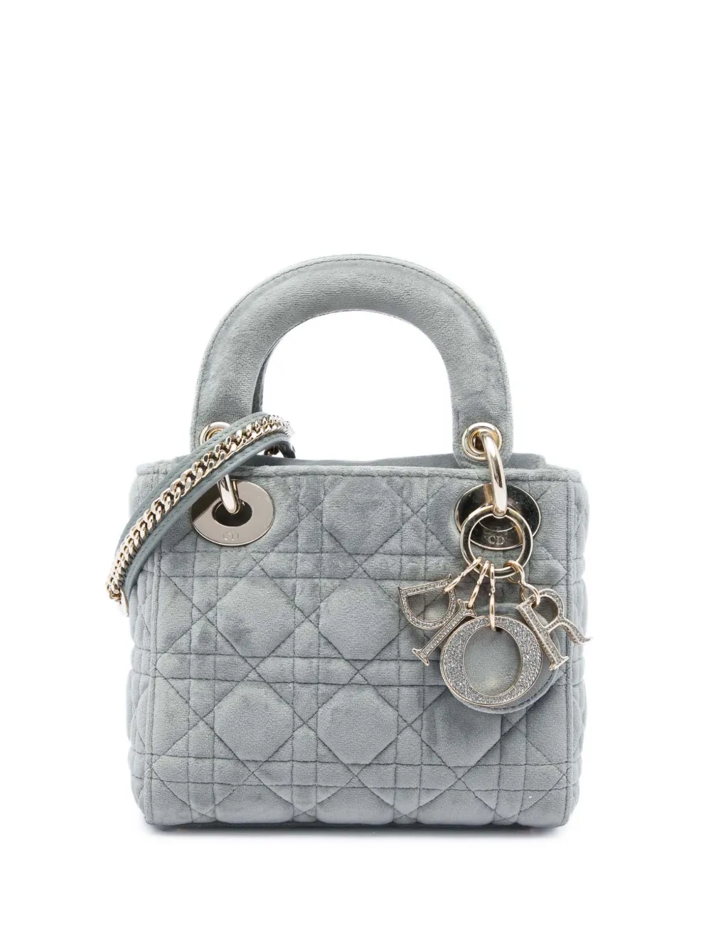 Christian Dior Pre-Owned 2019 Mini Velvet Cannage Lady Dior satchel - Grau
