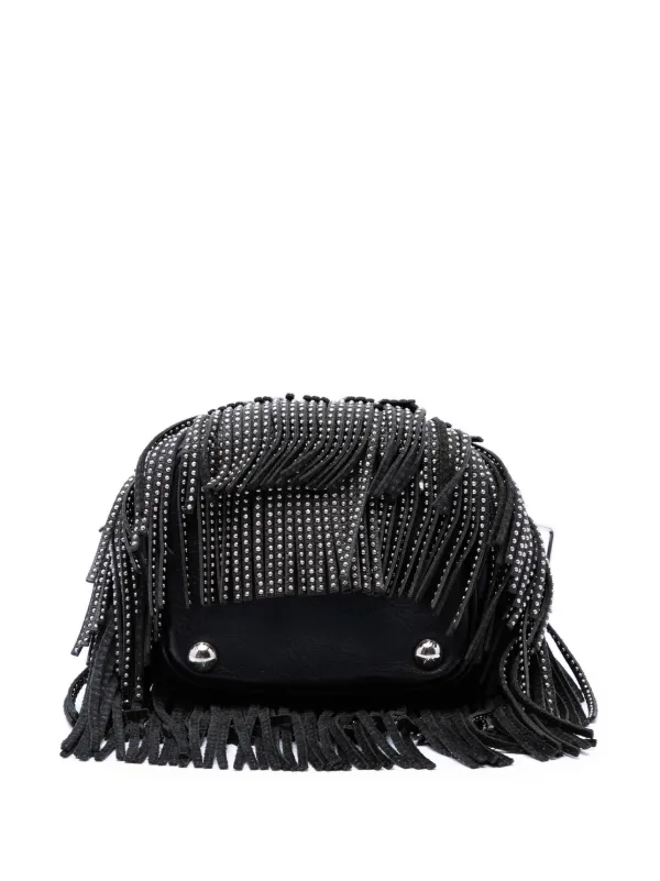 SAINT LAURENT PARIS フリンジ ショルダーバッグ Saint Laurent Pre-Owned 2014 Small Studded Calfskin Emmanuelle