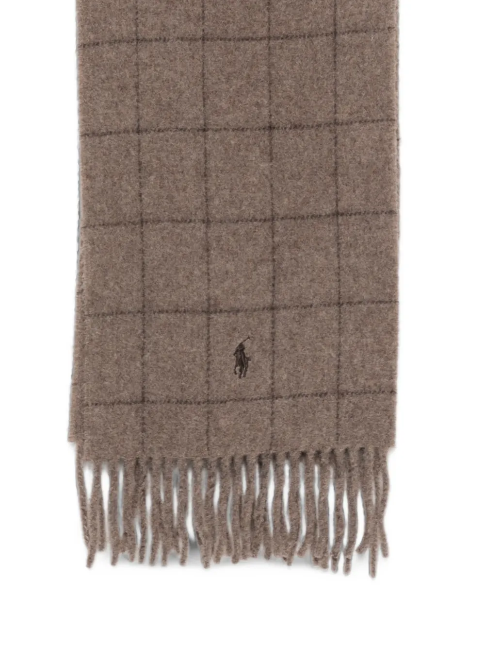 Polo Ralph Lauren Geruite sjaal met franje Beige