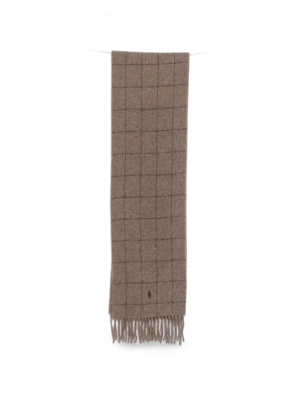 Polo Ralph Lauren windowpane-check fringed scarf - Nude