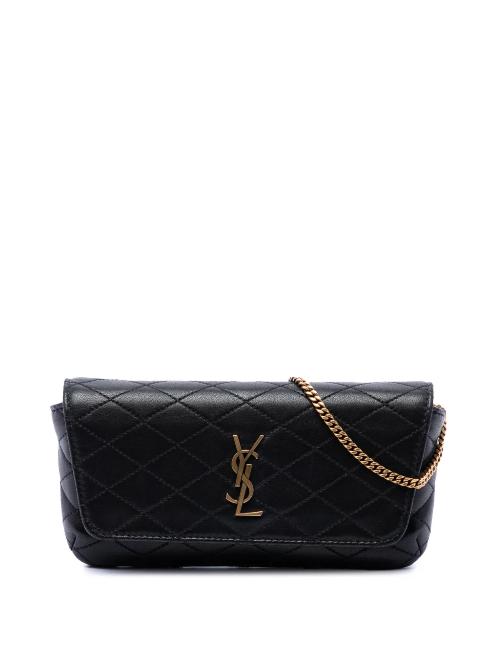 Saint Laurent Pre-Owned 2024 Quilted Lambskin Monogram Gaby Phone Holder crossbody bag - Nero