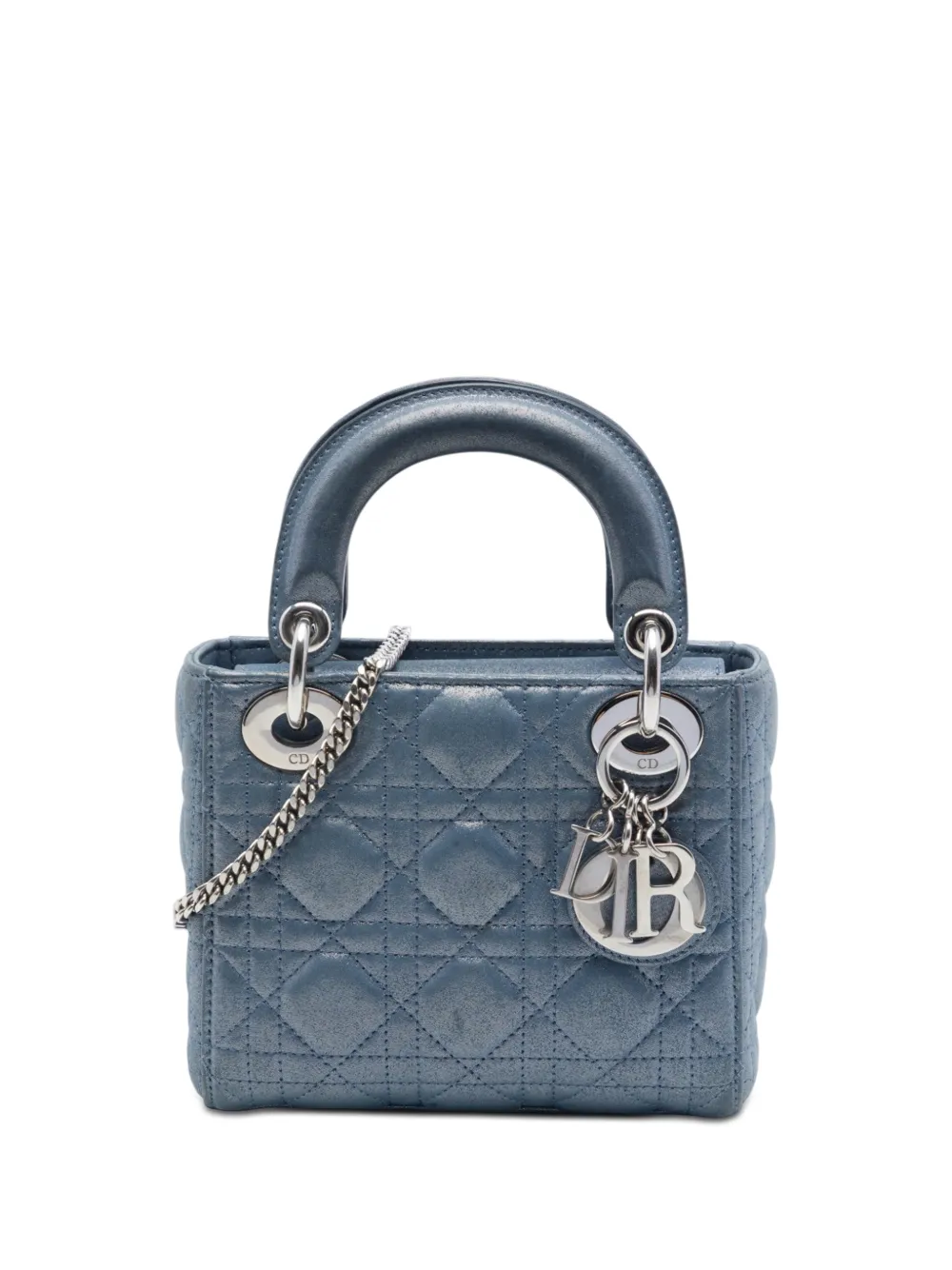 Christian Dior Pre-Owned 2015 Mini Iridescent Lambskin Cannage Lady Dior satchel - Blau