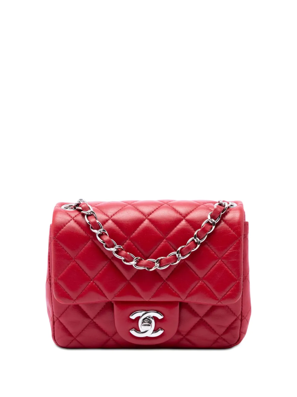 CHANEL Pre-Owned 2012-2013 Mini Square Classic Lambskin Single Flap crossbody bag - Rosso
