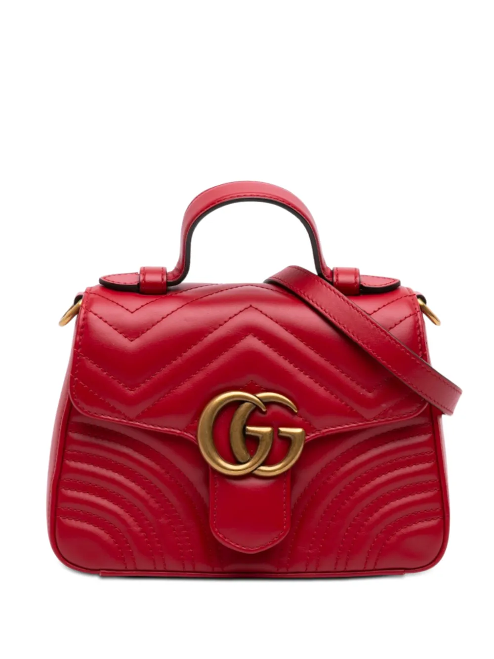 Gucci Pre-Owned 2016-2026 Mini GG Marmont Matelasse Leather Top Handle Bag satchel - Rot