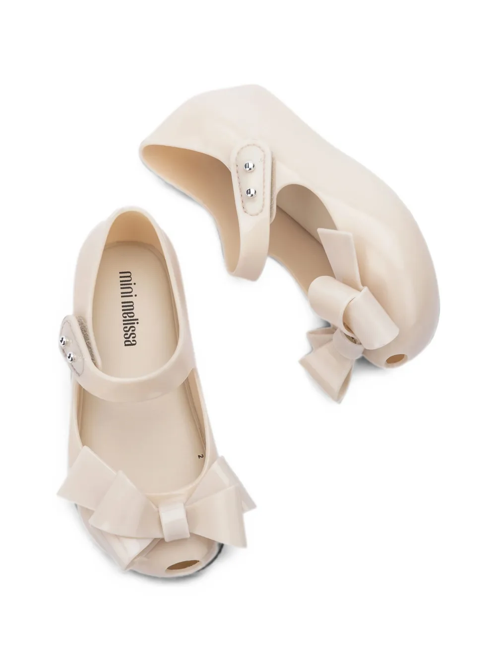 Mini Melissa Ultragirl Classy ballerina's met klittenband en strikdetail Beige