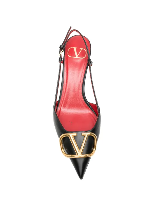 Valentino Garavani Pre-Owned VLogo Slingback Pumps | Black | FARFETCH