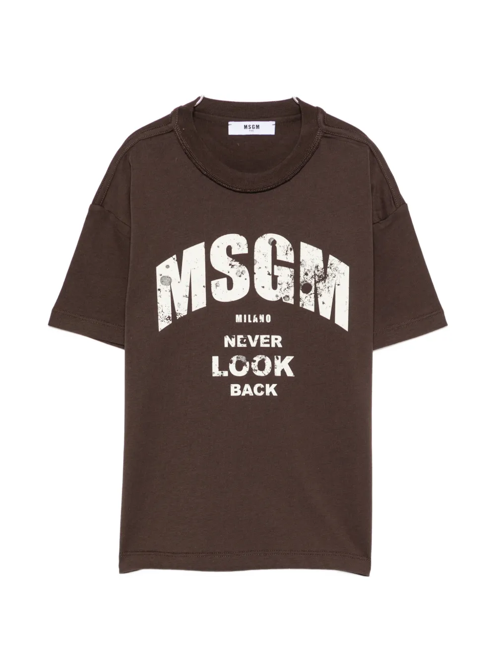 MSGM Kids logo-print short-sleeve T-shirt - Braun