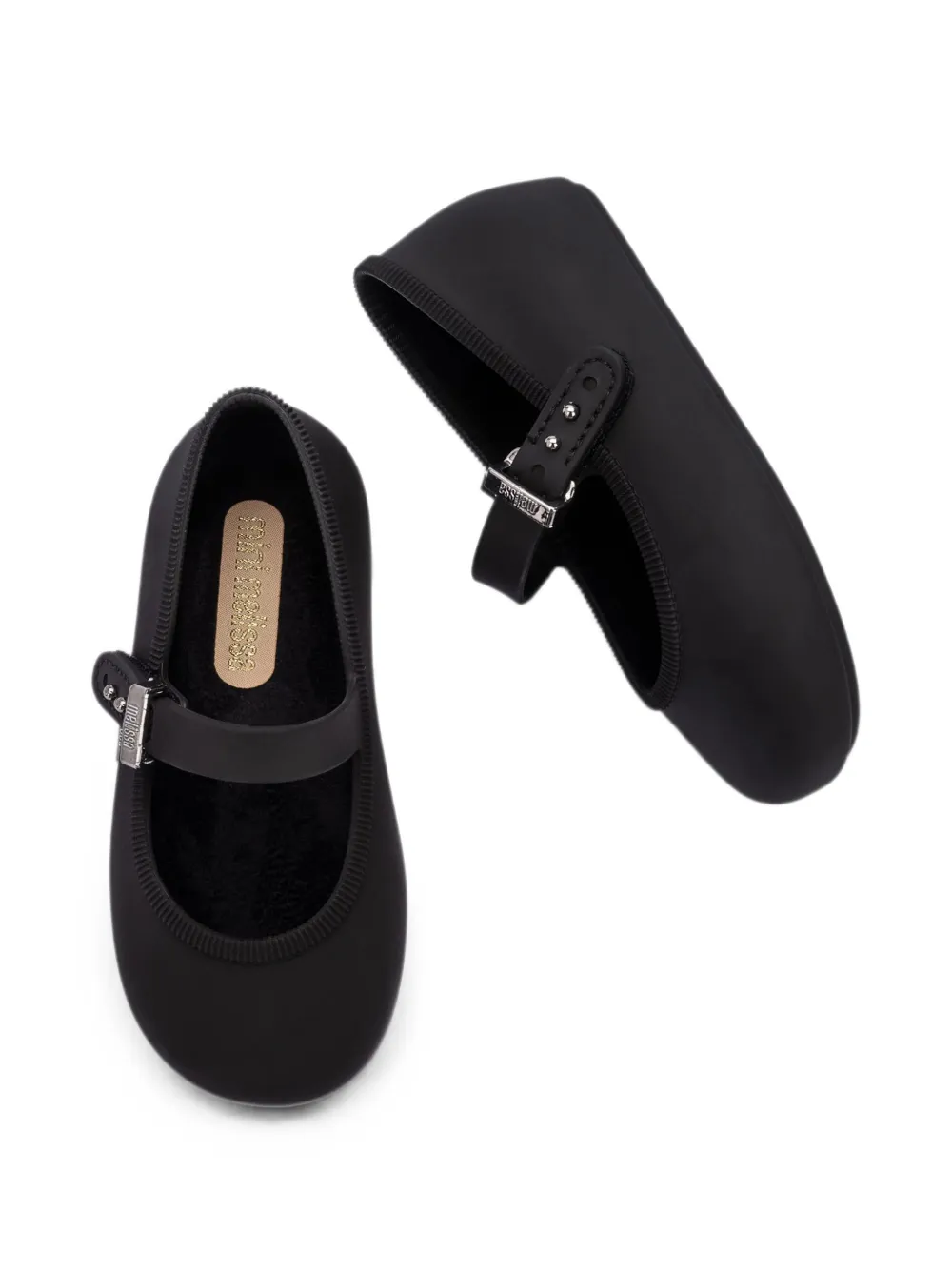 Mini Melissa buckle-strap ballet flats Zwart