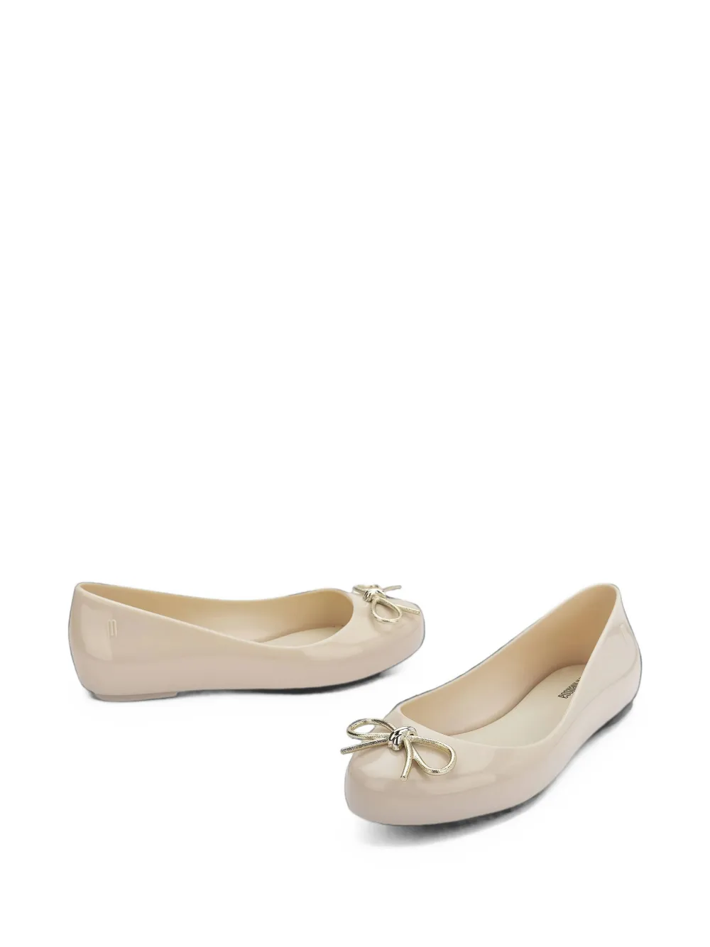 Mini Melissa Sweet Love Chrome bow-detail ballet flats Beige