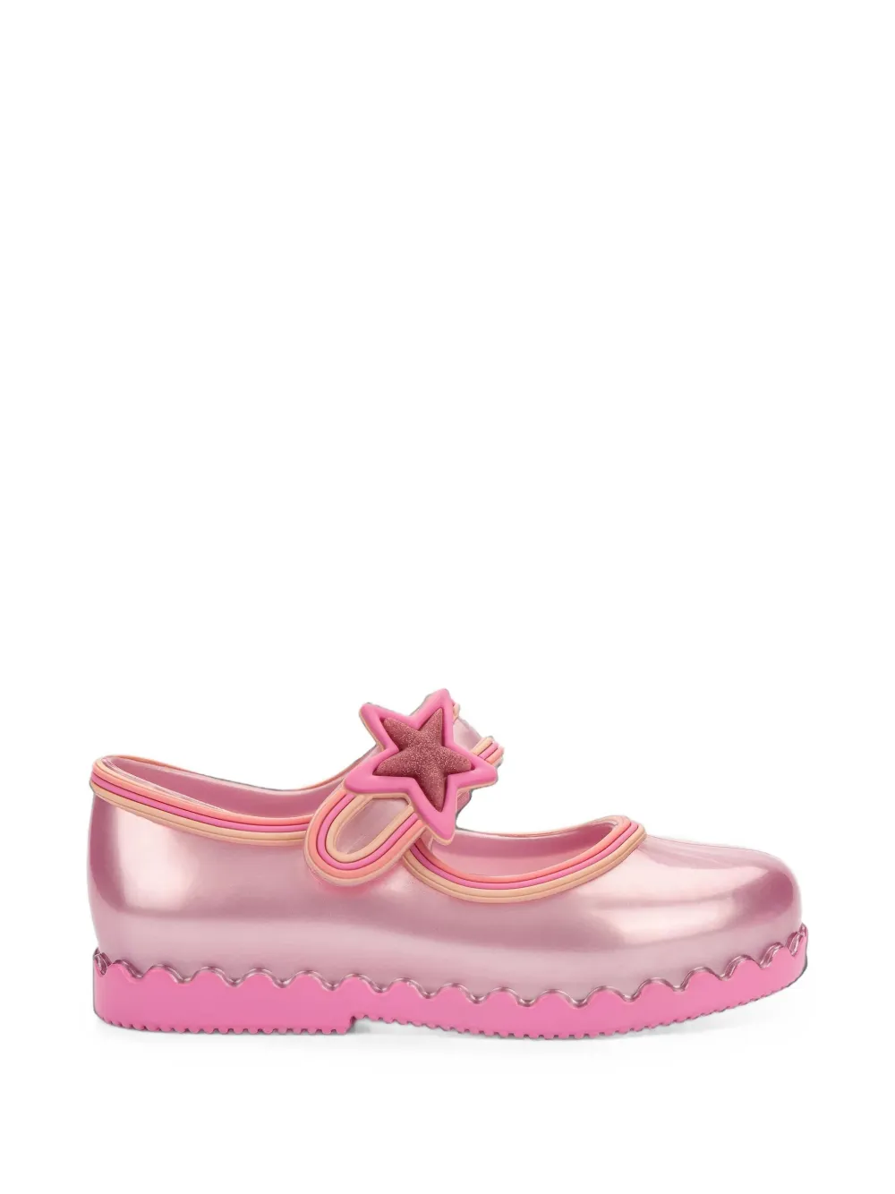 Mini Melissa Hip star-patch ballet flats - Rosa