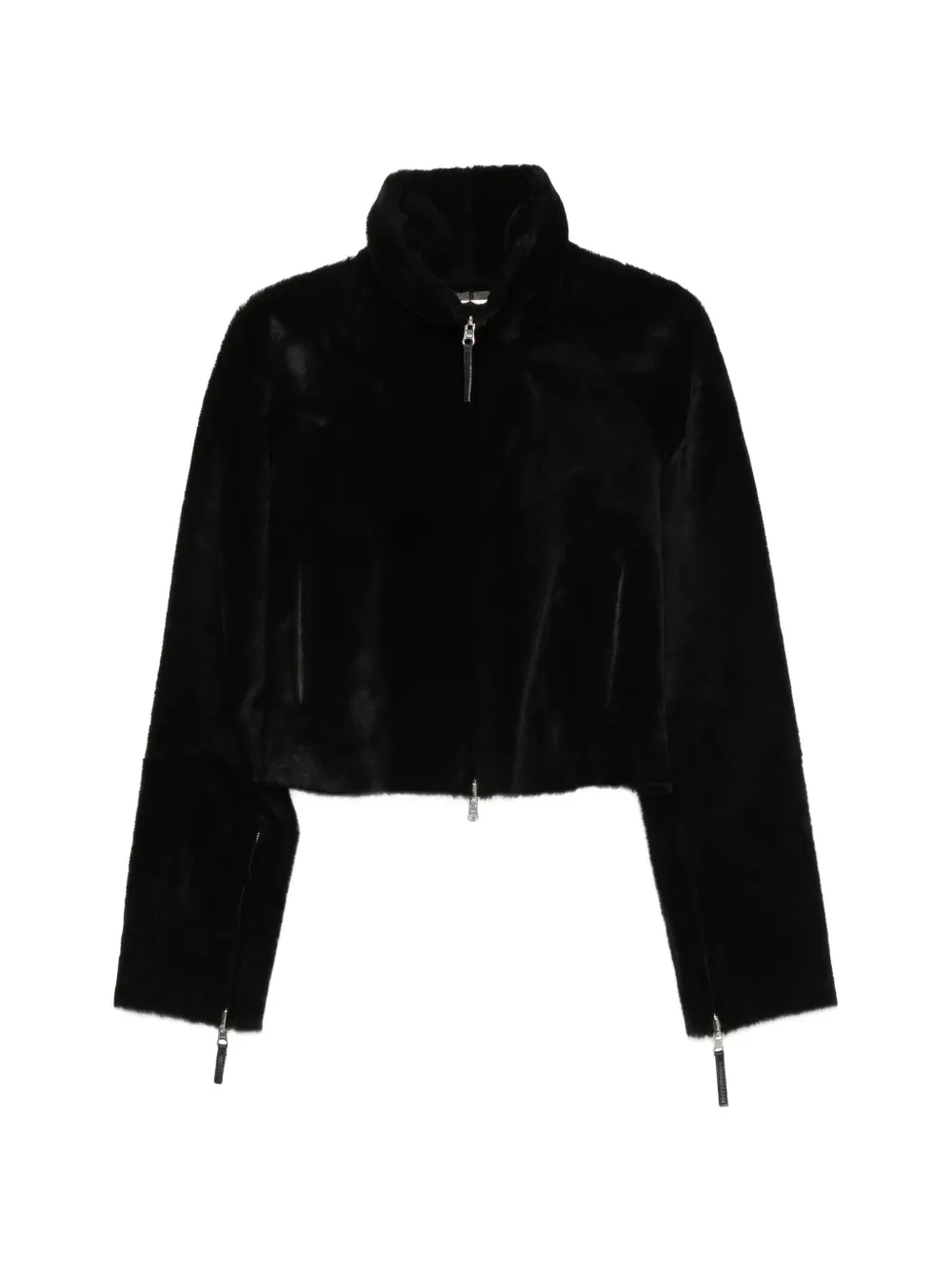 Utzon cropped zip-up reversible jacket - Schwarz