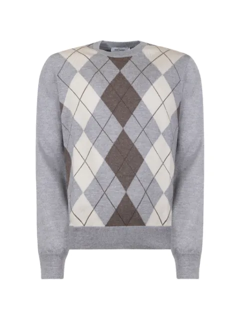 Gran Sasso argyle-knit crew-neck sweater