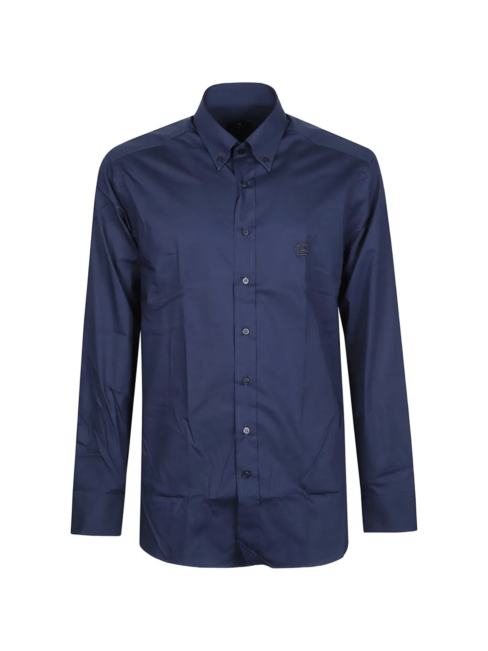 ETRO Pegaso-embroidered button-down shirt - Blu