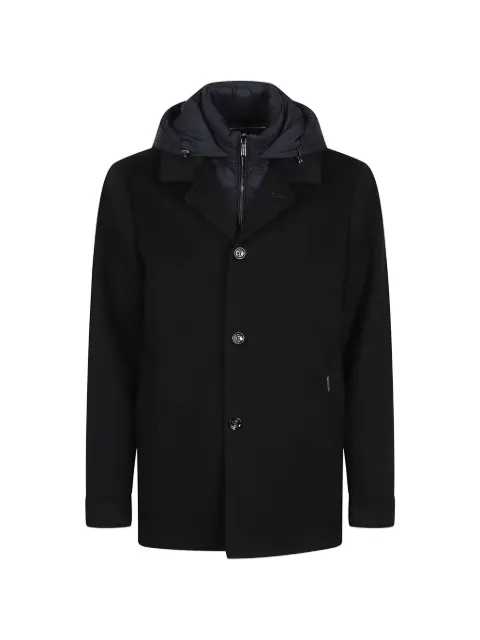 Moorer hooded wool single-breasted coat