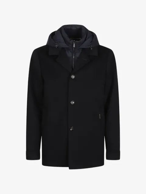 Moorer hooded wool single-breasted coat