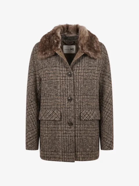 Manzoni 24 checked fur-collar coat