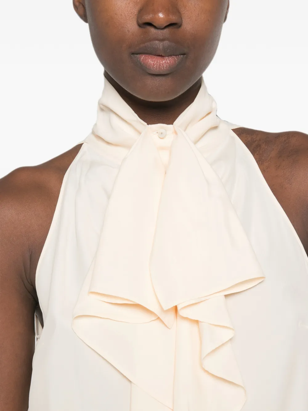 Alberta Ferretti Haltertop met ruches Beige