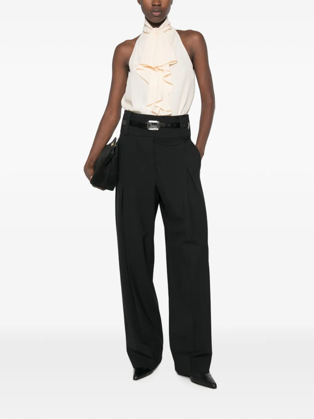 Alberta Ferretti Haltertop met ruches Beige