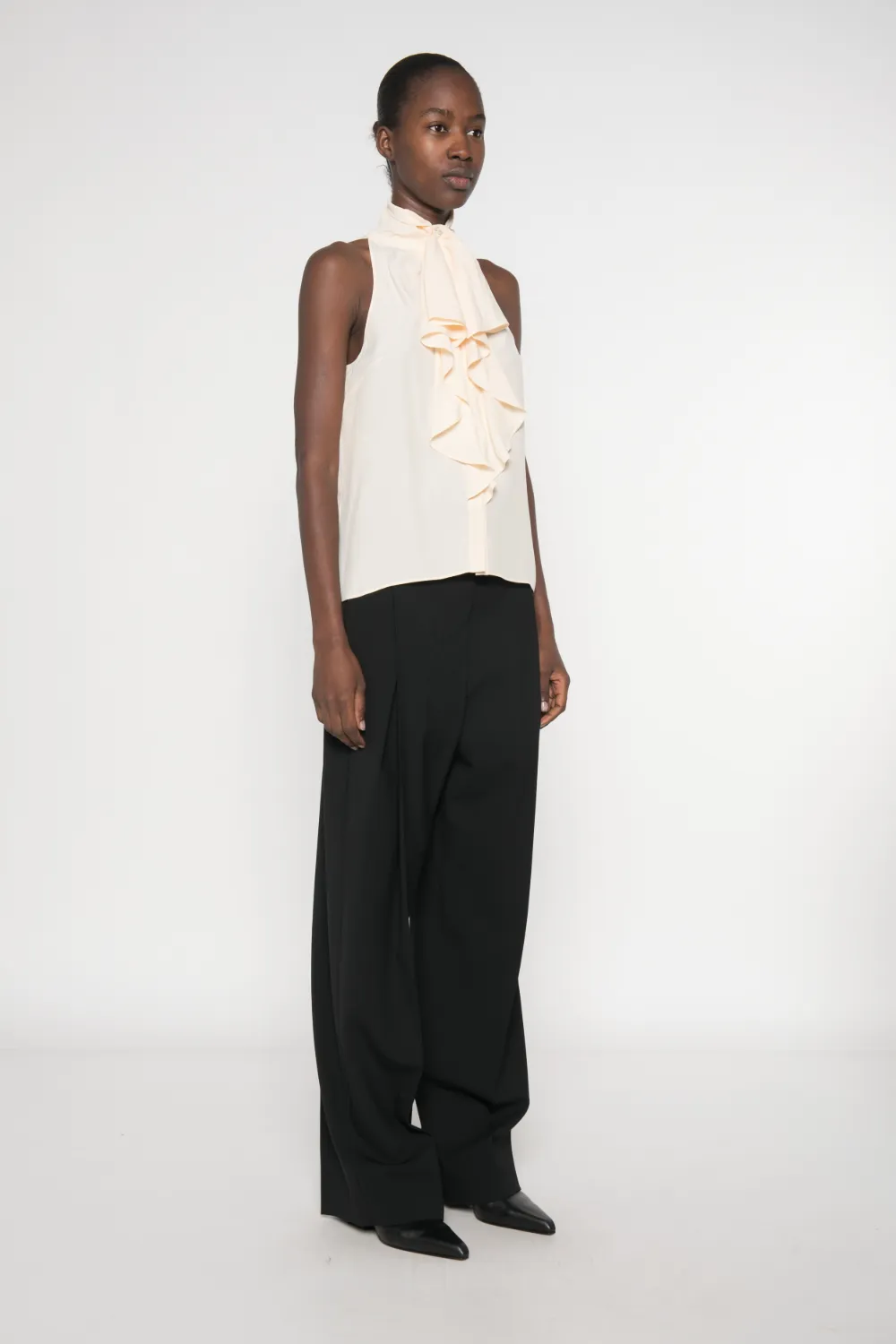 Alberta Ferretti Haltertop met ruches Beige
