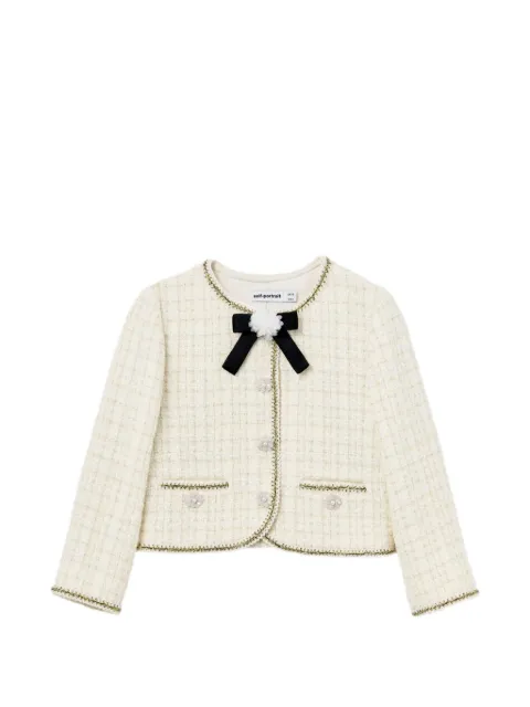 Self-Portrait Kids embellished floral-bow blazer