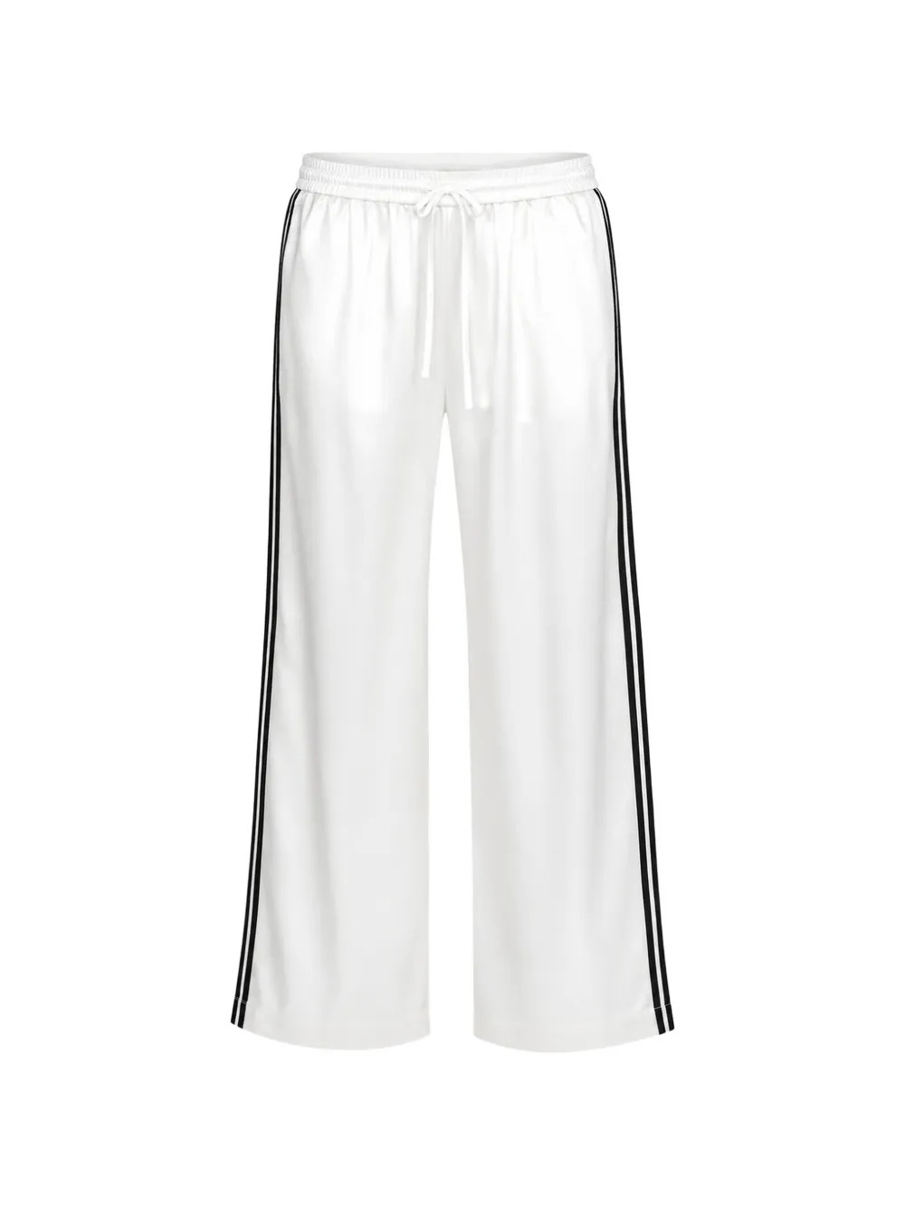 Sprwmn side-stripe wide-leg silk trousers - Bianco