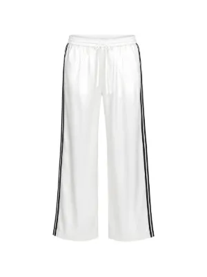 Sprwmn Athletic side-stripe wide-leg Silk Track Pants | White