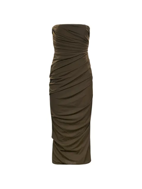 Alex Perry ruched strapless midi dress
