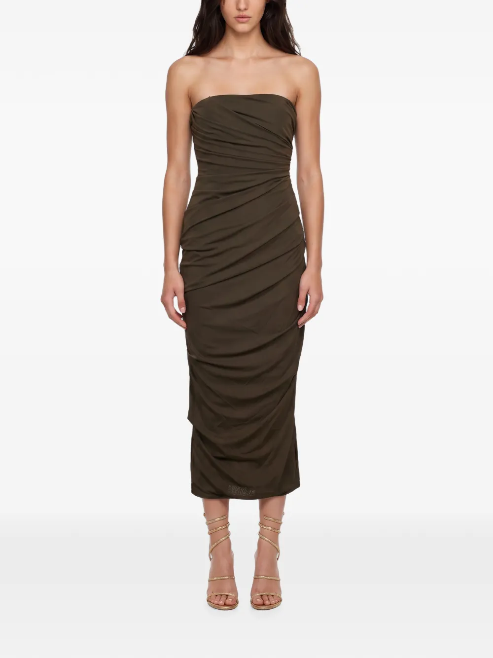 Alex Perry Midi-jurk met ruches Groen